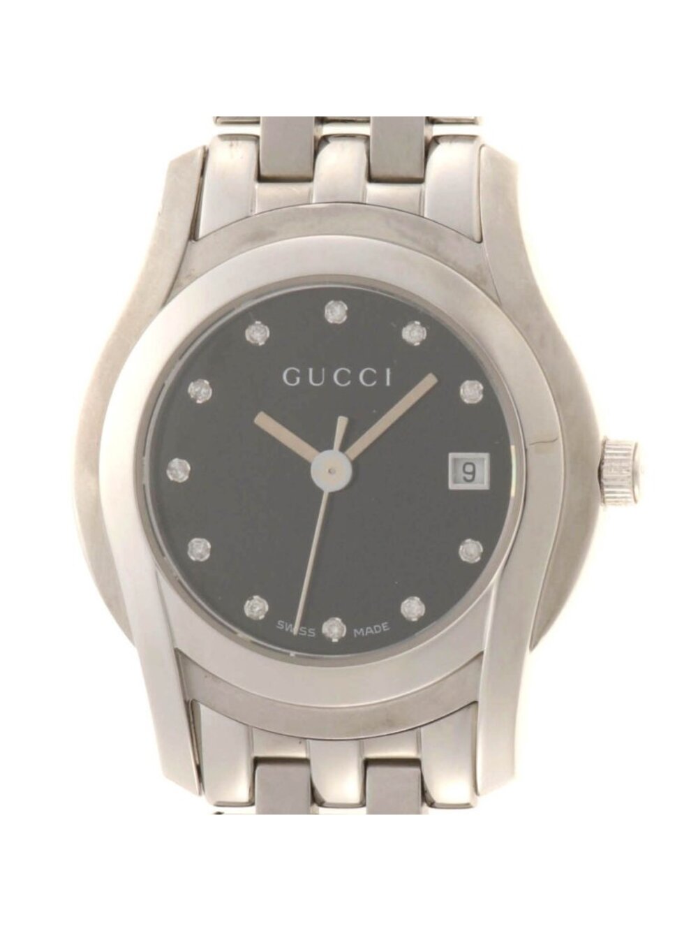 Gucci Watch Black Diamond Stainless Steel Quartz